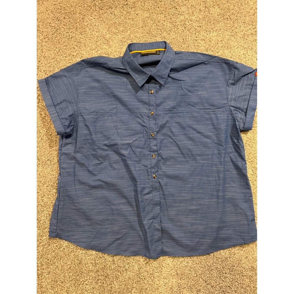 McDonalds Shirt Women 2XL Blue Striped Apparel Collection Work Uniform Button Up